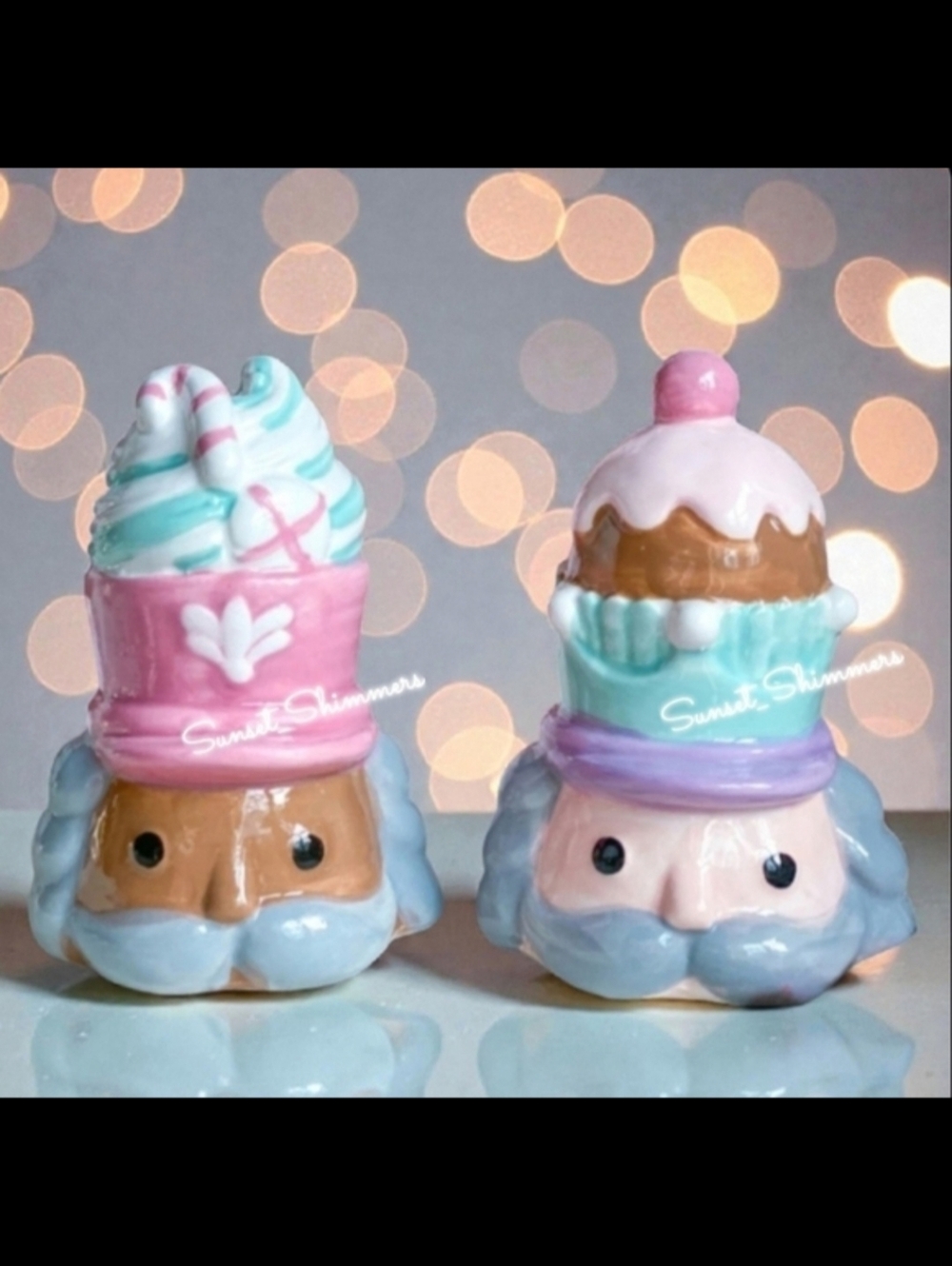 Christmas Pink Pastel Nutcracker Cupcake Ceramic Salt & Pepper Set New